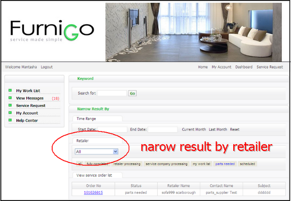 supplier list page by retailer